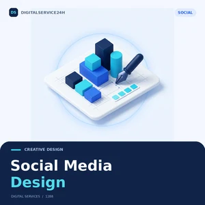 Social Media Design — Digitalservice24h service illustration.